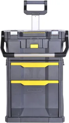 Image de Boîte à outils modulaire 2-en-1 avec roulettes - Empilable et mobile