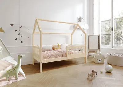 Obrázok produktu pre TIMBEE ZOJA domček detská posteľ drevená posteľ do detskej izby - nelakovaná - 90x200 - 23cm nohy