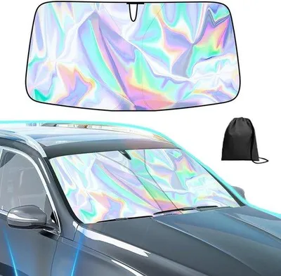 Immagine prodotto di Ombrellone per auto, pieghevole, con protezione dai raggi UV e isolante termico, 145×80 cm