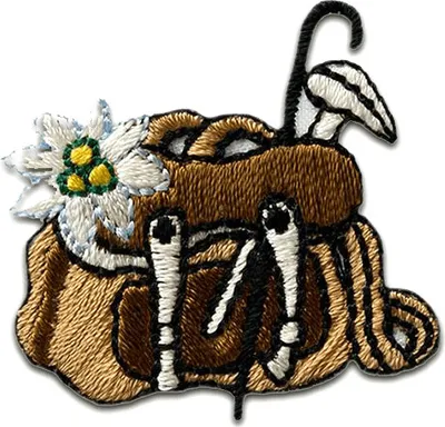 Obrázek produktu pro Trachten backpack - nášivka, nažehlovací nášivka, nažehlovací aplikace, nášivky, k nažehlení, velikost: 3,8 x 3,5 cm