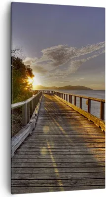 Produktbild von Bild auf Leinwand - Leinwandbild - Fußgängerbrücke Himmel Wasser - 55x100cm - Wand Bild - Wanddeko - Leinwanddruck - Bilder - Kunstdruck - Wanddekoration - Leinwand bilder - Wandkunst - PA55x100-0125