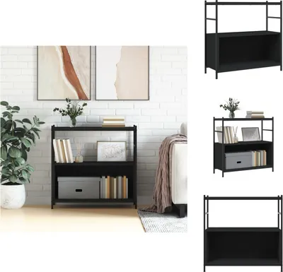 Produktbild von vidaXL Bücherregal Schwarz 80x30x78,5 cm Holzwerkstoff und Eisen -  Bücherregale & Bücherschränke