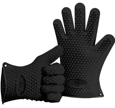 Productafbeelding van Set van 2 siliconen ovenhandschoenen, hittebestendig, zwart