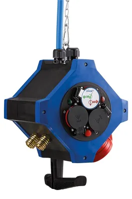 Produktbild von HEDI Druckluft Hängeverteiler 6x Steckdose, 1x CEE Steckdose 5x16A/400V, 2x Druckluft bis 12 bar 250V