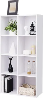 Produktbild von VASAGLE Bücherregal mit 8 Fächern 129,5x 65,5 x 30 cm Regal aus Holz freistehende Schrank für Büro/ Zuhause weiß LBC24WT