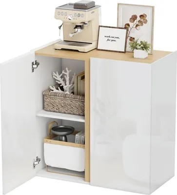 Produktbild von Kommode/Sideboard mit Soft-Close-Türen und verstellbarem Einlegeboden, für Wohnzimmer, Küche, Esszimmer, weiß