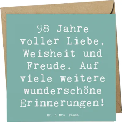 Produktbild von Mr. & Mrs. Panda Glückwunschkarte Spruch 98. Geburtstag Freude - Meeresbrise - Geschenk, 98 Jahre, Geburtstagsgeschenk, faltkarte, anlasskarte, Geburtstagsfeier, feiern