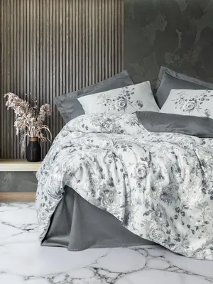 Image de L'Essentiel Linge de Maison, ensemble housse de couette en satin King (FR), Moale - Grey, 100 % satin de coton, gris, 240 x 220 cm