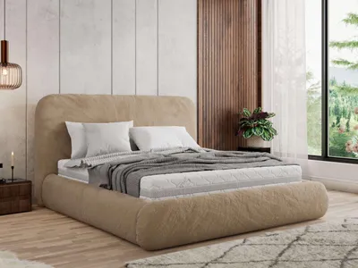 Produktbild von MKS MEBLE Polsterbett BENEA CLASSIC 140 x 200 cm mit Bettkasten & Gasdruck-Lift-Stauraum & Federleisten Multipocket Matratze - ELORI LUX - Beige Plüsch