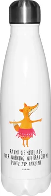Produktbild von Mr. & Mrs. Panda Wasserflasche Fuchs Ballerina - Weiß - Geschenk, thermobehälter, Thermosflasche, trinkflaschen, Party, Tanzen, thermosflaschen, Trinkflasche, Feier