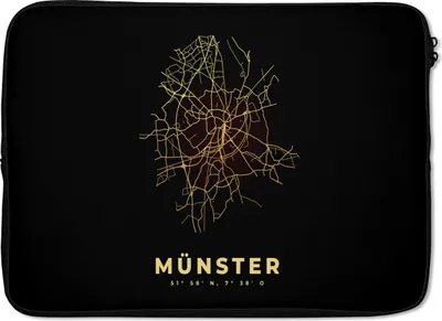 Produktbild von MuchoWow® Laptop Hülle 14 ZollGold - Karte - Münster - Stadtplan Laptoptasche - Laptoptasche - Stoßsicher - Schutzhaube