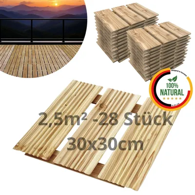 Produktbild von Floranica Holzfliese 28 Stk./2,5 m² 30 x 30 cm Unbehandelt Terrassenfliese Lärchenholz Balkonfliesen Trittplatten