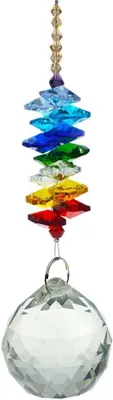 Imagen del producto de Colgante de cristal para Feng Shui, con un diámetro de 40 mm y una longitud de 15 cm, ideal para decoración