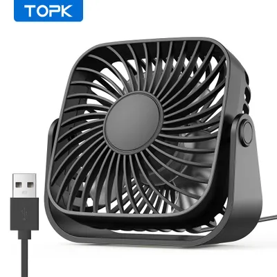 Produktbild von TOPK Mini USB-Tischventilator 3 Stufen 360 Grad neigbar leise Kühlung
