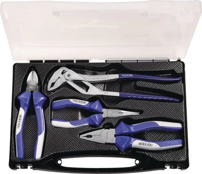 Produktbild von Tecwerk Zangensatz Inhalt 4-teilig verchromt Kunststoffkoffer  - 1 Stk.