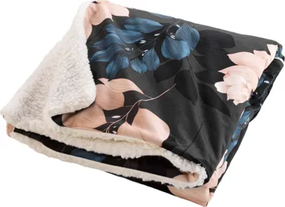 Image de Plaid sherpa 125 x 150 cm Belline fleurie bleu