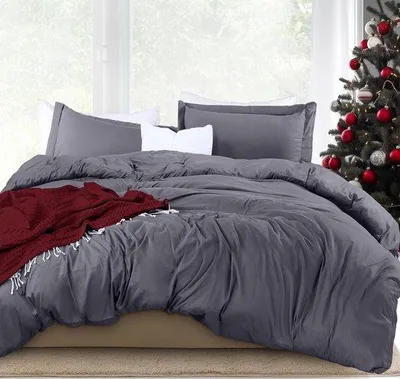 Produktbild von Famanu Bettbezugset 227 x 229 cm Mikrofaser grau mit Reißverschluss