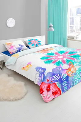 Produktbild von HIP 4647-H, 135cm Heavenly bettwäsche,weiß mit farbigen Schmetterlinge, 100 Prozent Baumwolle/Satin, mehrfarbig, 200 x 135 x 0,5 cm