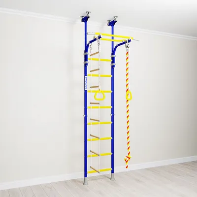 Produktbild von Wallbarz Family 4D Sprossenwand in Blau-Gelb, EG-KSK-004B