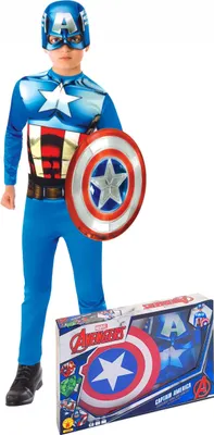 Produktbild von Captain America™ Lizenz Marvel-Kostüm für Kinder blau-rot-weiss 5 bis 6 Jahre (110 bis 116 cm)