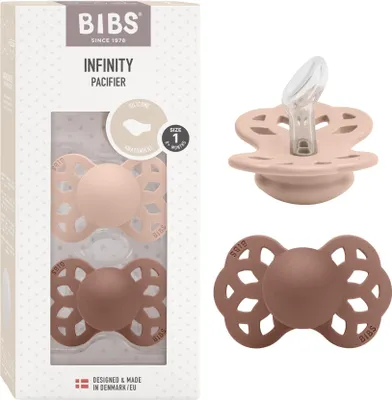 Produktbild von BIBS Infinity Anatomischer Schnuller Zweierpackung, bisphenol-A frei, anatomischer Silikonsauger, Kiefergerechte Form. Silikon, 0-6 Monate (2er Pack), Blush/Woodchuck 0-6 Monate (2er Pack) Blush / Woodchuck