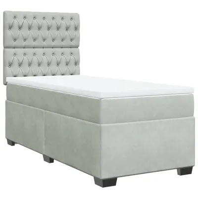 Produktbild von vidaXL Boxspringbett mit Matratze Hellgrau 100x200 cm Samt