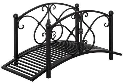 Produktbild von Gartenbrücke, Teichbrücke mit Sicherheitsgeländer, Zierbrücke bis 100 kg belastbar, 102 x 48 x 49 cm Schwarz