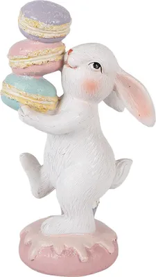 Zdjęcie produktu dla Clayre & Eef figurka dekoracyjna królik 8x6x14 cm biały plastik