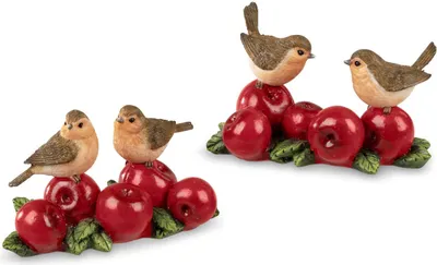 Produktbild von Vogelpaar aus Kunststein 14cm - lustige Dekoration Herbst