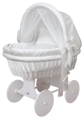 Produktbild von Waldin Baby Stubenwagen-Set mit Ausstattung,XXL,Gestell/Räder weiß lackiert,Weiß