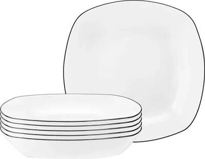 Produktbild von Seltmann Weiden Lido Black Line eckig Suppenteller 21 cm 6er Set