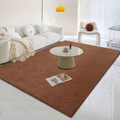 Produktbild von Dicker Kaninchen Plüsch Teppich, weicher Flauschiger waschbarer Teppich für Wohnzimmer Schlafzimmer Kinderzimmer,Braun,274x183cm