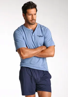 Produktbild von AUTHENTIC LE JOGGER Pyjama 2 er-Pack blau-meliert-marine Größe 44/46