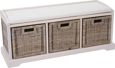 Produktbild von Lavice Bienne, úložný box, 3 koše, Kubu ratanové proutí, 112x46x37cm bílá