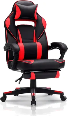 Produktbild von Bürostuhl Gaming-Stuhl Tyreek – Stuhl mit Fußstütze – verstellbar – Rot – ergonomischer Bürostuhl