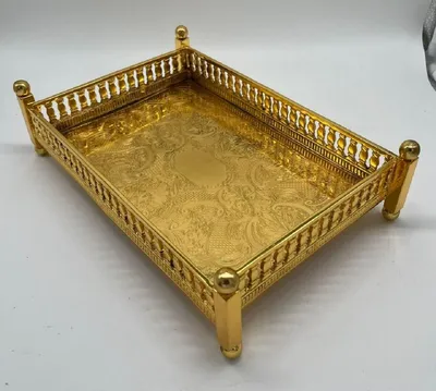 Image de Casa Padrino Plateau de service de luxe en laiton doré 32 cm