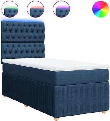 Image de vidaXL Lit boxspring avec matelas bleu 90x200 cm Tissu