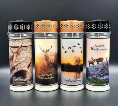 Produktbild von 4er SET Premium 7 Tage Design Grablicht "Jäger-Waidmannsruh"