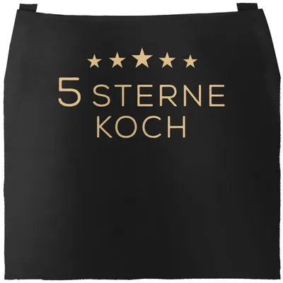 Produktbild von Kochschürze Grill-Schürze für Männer Spruch Aufdruck 5 Sterne Koch Baumwoll-Schürze Küchenschürze Moonworks® schwarz unisize