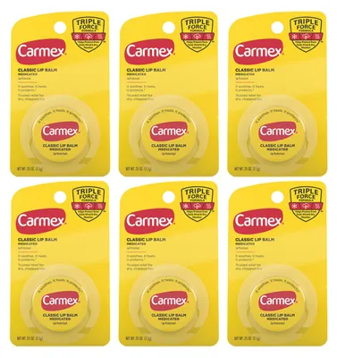 Produktbild von CARMEX - Lippenbalsam - 6er Pack - Im Tiegel - Classic Medicated - Regenerierend