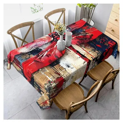 Produktbild von Rechteckige Tischdecke mit abstraktem Libellenmuster für Picknick, Terrasse und Partys