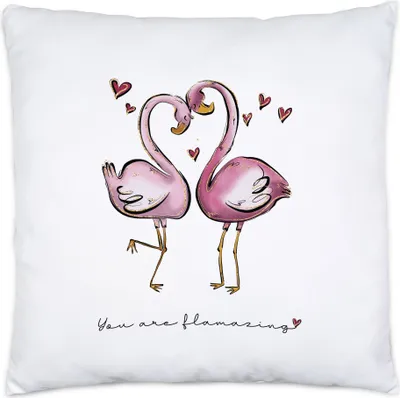 Produktbild von Flamingo Flamazing Tasse Kissen inkl Füllung Valentinstag Freundin Freund Süß Geschenkidee Paar Liebe Couple Jahrestag