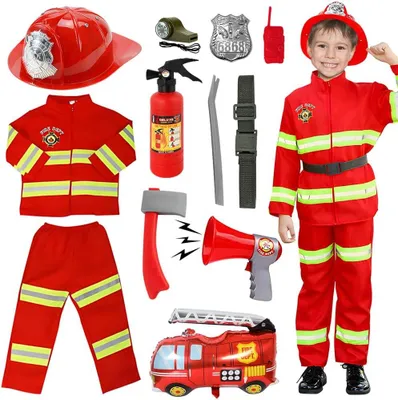 Produktbild von Feuerwehrmann Kostüm für Kinder, 12-teilig, für Kostümparty