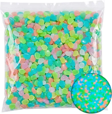 Produktbild von 500 Stück natürlich im Dunkeln leuchtende Kieselsteine, farbige Steine für die Dekoration von Garten und Aquarium, 1 cm