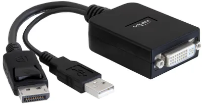 Obrázok produktu pre DELOCK Displayport Adapter DP -> DVI(24+5) St/Bu +USB schw.