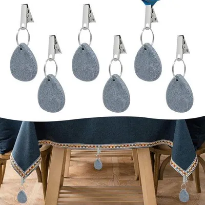Produktbild von 6 Stück Steintafelgewichte mit Clip, Steintafelgewichte mit Clip, Steintafelgewichte mit Klemkräften für Familie, Camping, Hochzeit, Garten