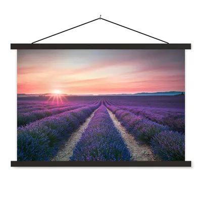 Produktbild von MuchoWow® Textilposter Lavendel - Lila - Blumen - Himmel 120x80 cm mit schwarzem Rahmen - Wanddeko