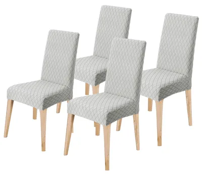 Produktbild von Stuhlhussen 4er Set, Universal Esszimmerstuhlbezug, Abnehmbar Waschbar, Hellgrau