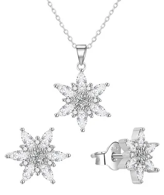 Produktbild von Charmantes Silberschmuckset mit Zirkonen AGT-SET01W ( Kette, Anhä nger, Ohrringe)