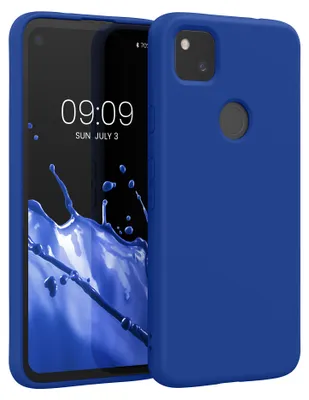 Produktbild von kwmobile Hülle kompatibel mit Google Pixel 4a Hülle - gummierte TPU Silikon Handyhülle - Schutzhülle für kabelloses Laden - Case in Baltik Blau